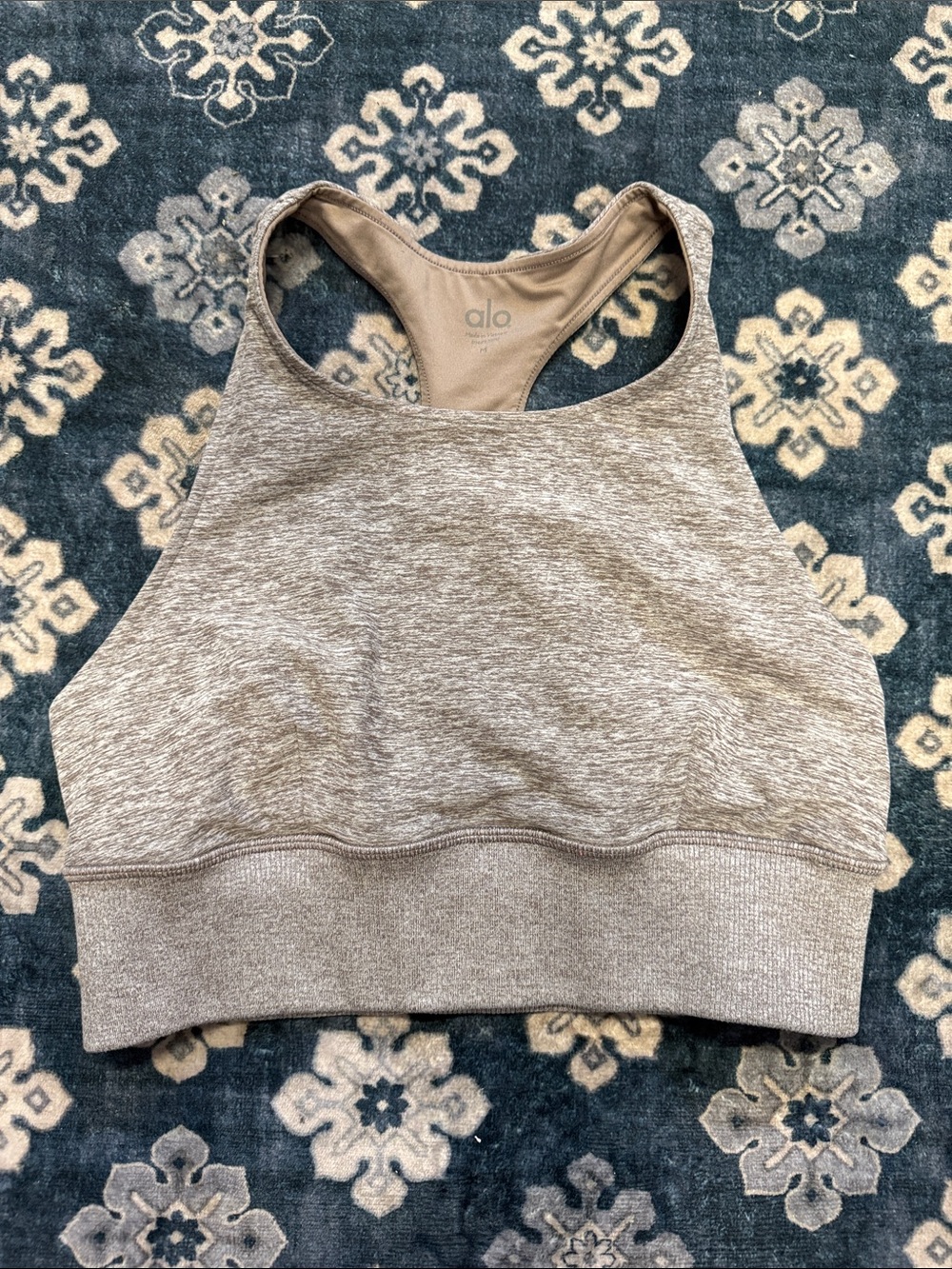 ALO Yoga Heather Taupe High-Neck Sports Bra